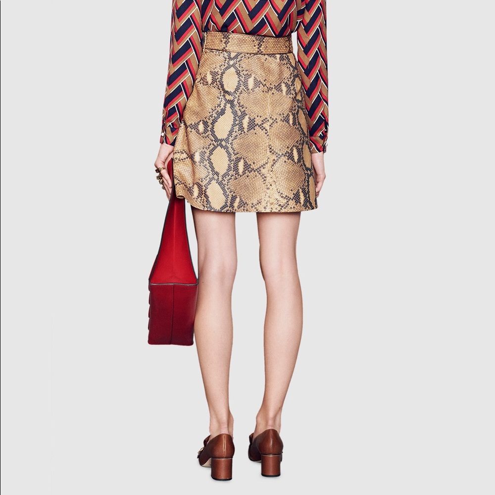 NWT Gucci Python Print Leather SKIRT 40/S - Picture 2 of 8